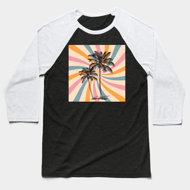 Coconut trees on vintage screen Baseball T-Shirt by Nano-none